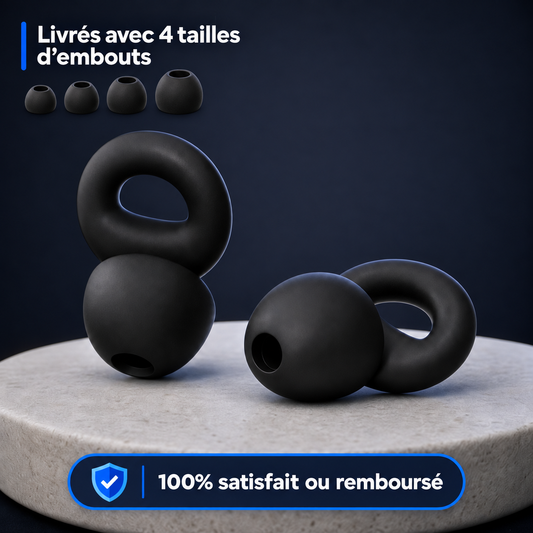 Bouchons d’oreilles noir en silicone souple Silens pour dormir