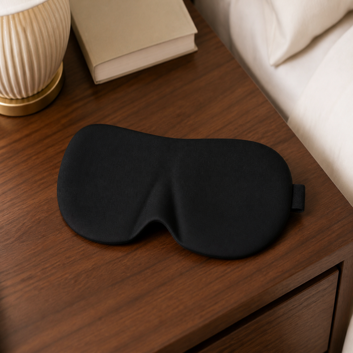 Masque de sommeil noir Eclipse en mousse à mémoire de forme de Likcha